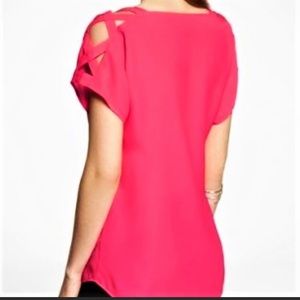 Express Hot Pink Top w/ Lattice Shoulder